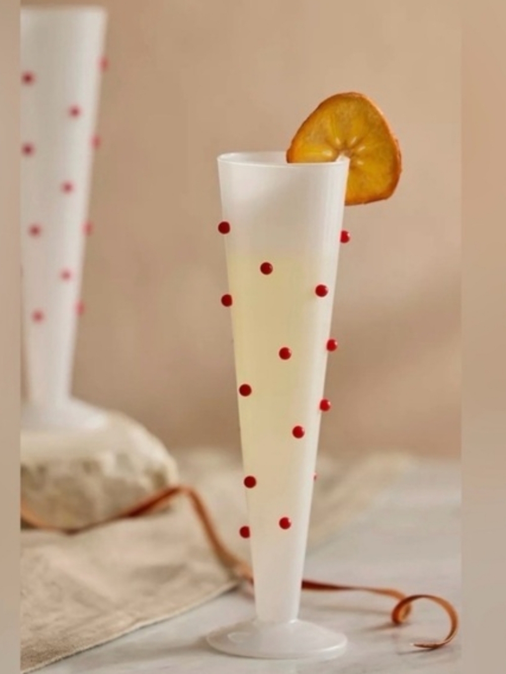 ANTHROPOLOGIE Set of 2 Confetti Champagne Flutes Red NEW